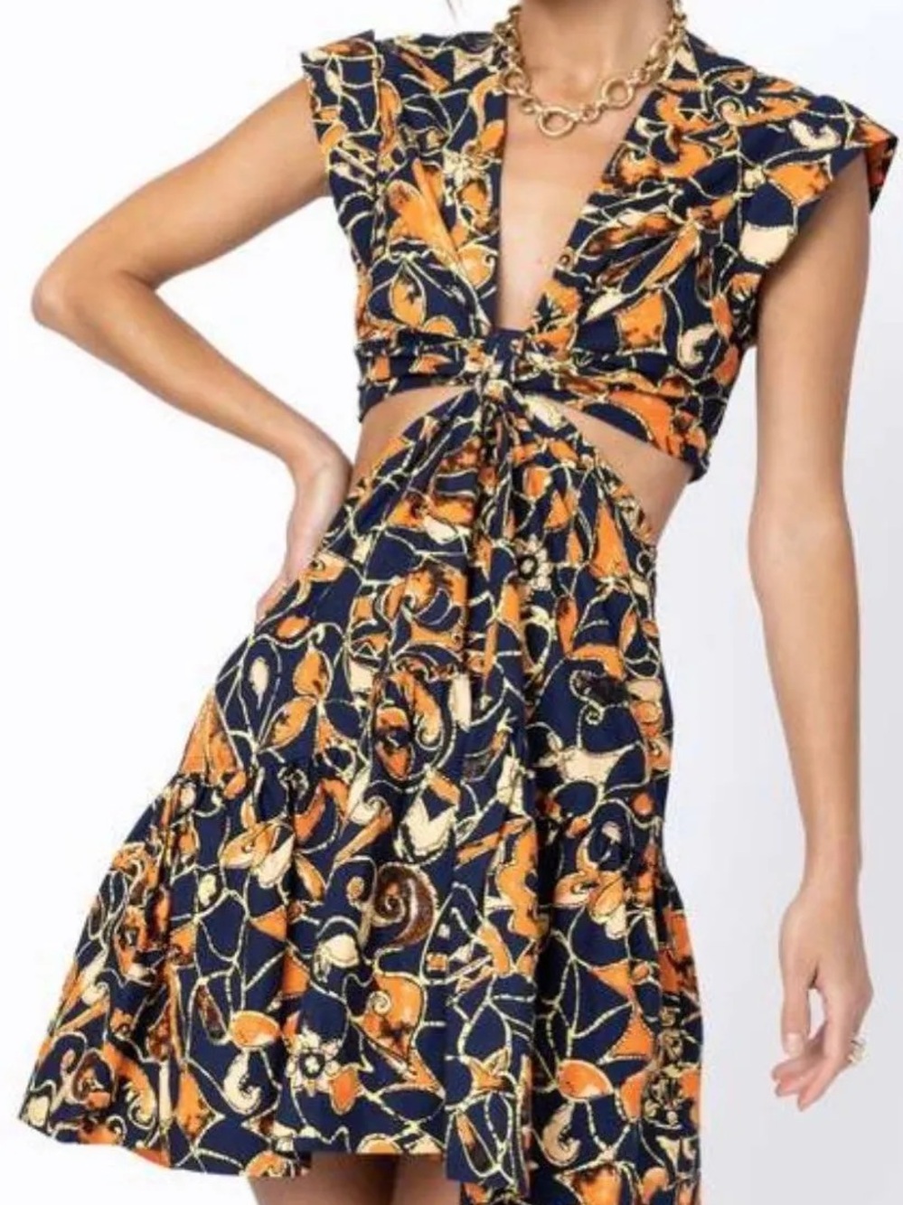 ALC Navy & Orange Lexi mini dress